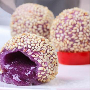 紫薯球米球传统糕点点心紫薯流沙馅需速冻无添加食品酒店专供点心